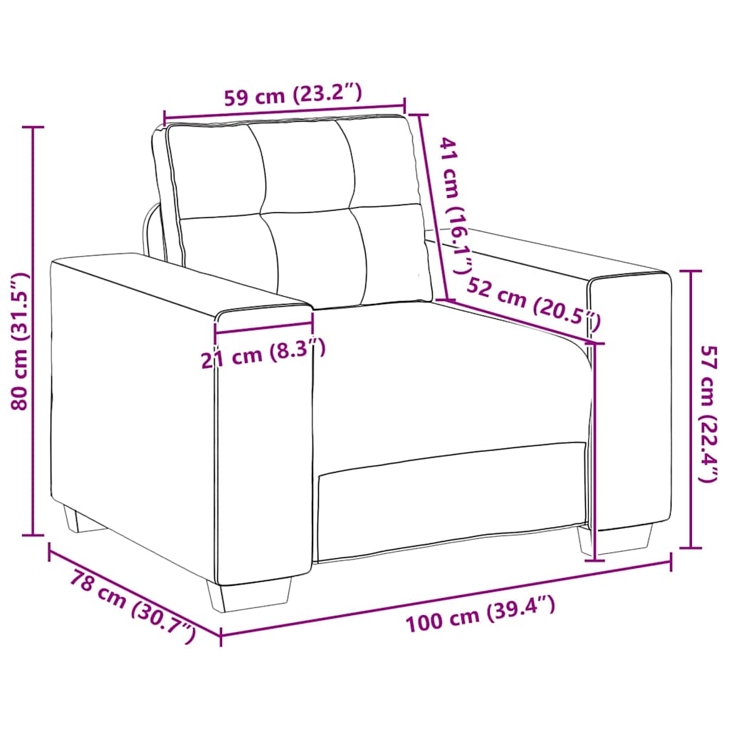 Sofa Stol med pude Mørkegrå Kunstlæder