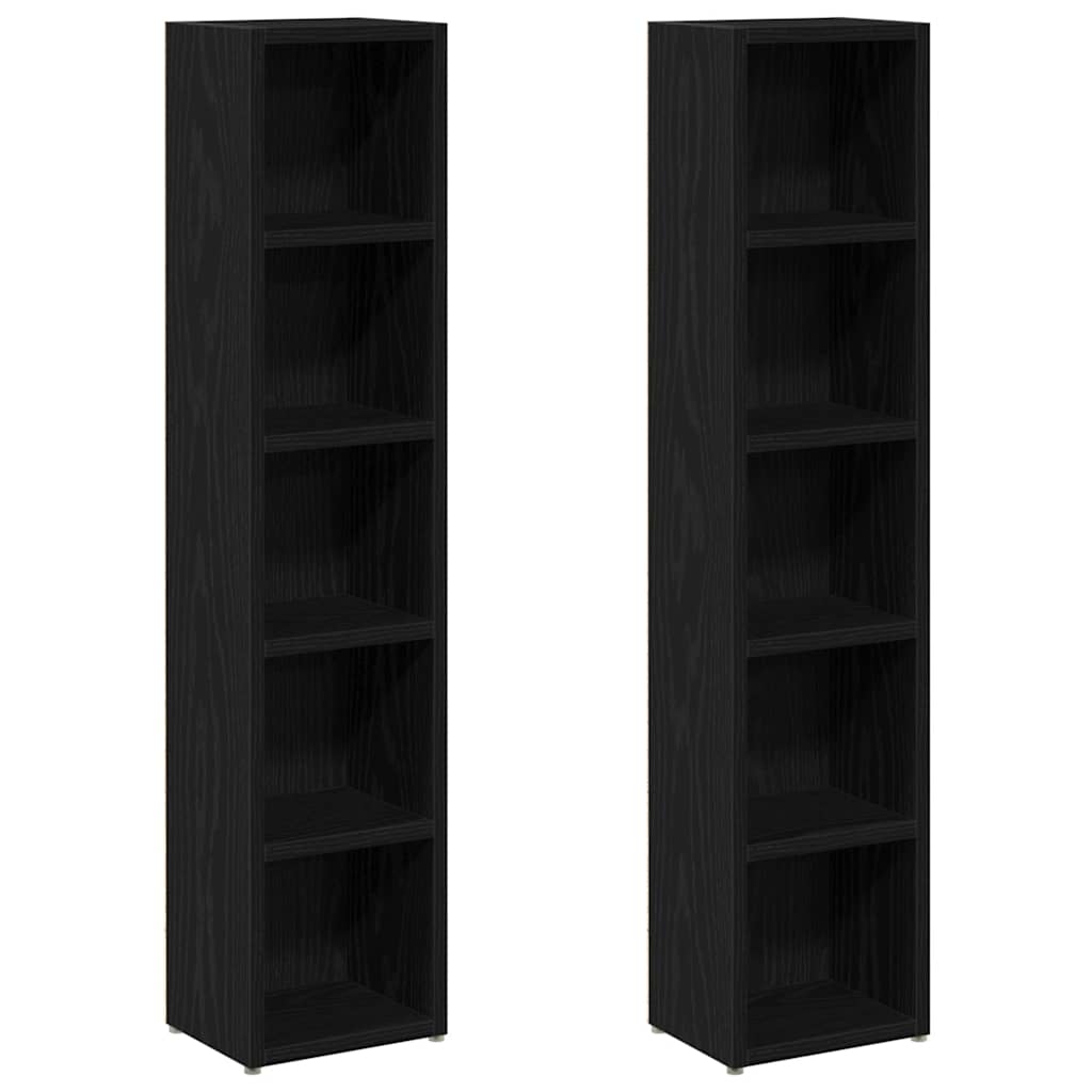 CD-reoler 2 stk. 21x16x93,5cm konstrueret træ sort egetræsfarve