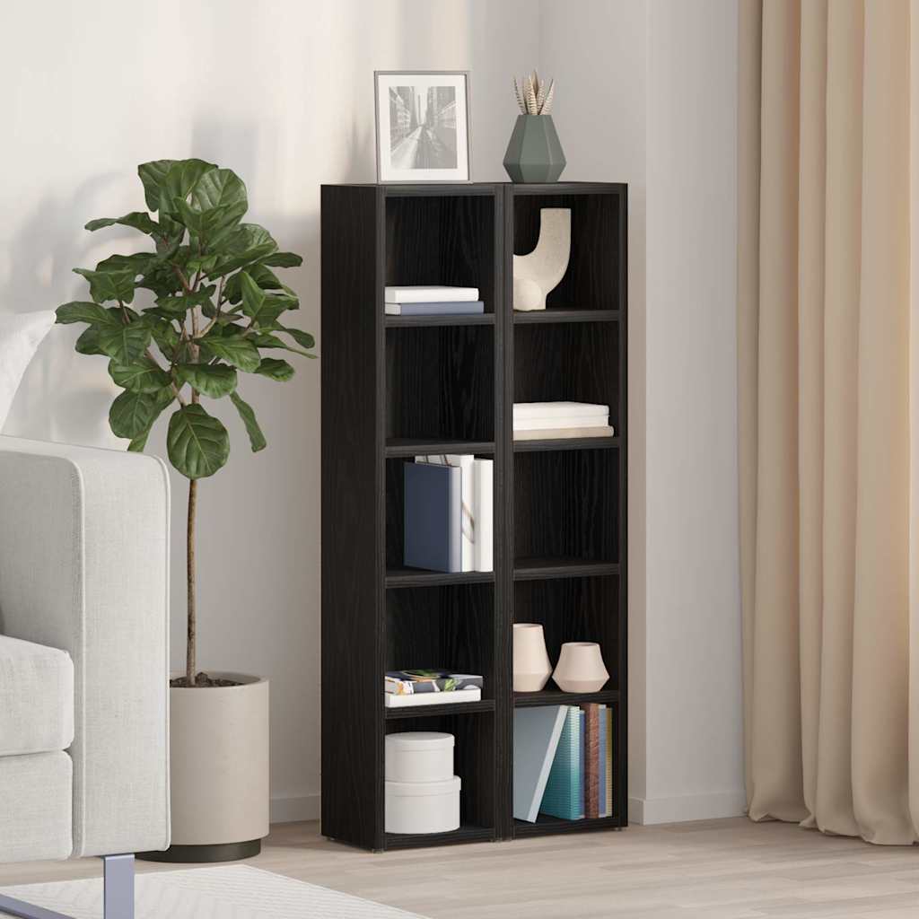 CD-reoler 2 stk. 21x16x93,5cm konstrueret træ sort egetræsfarve