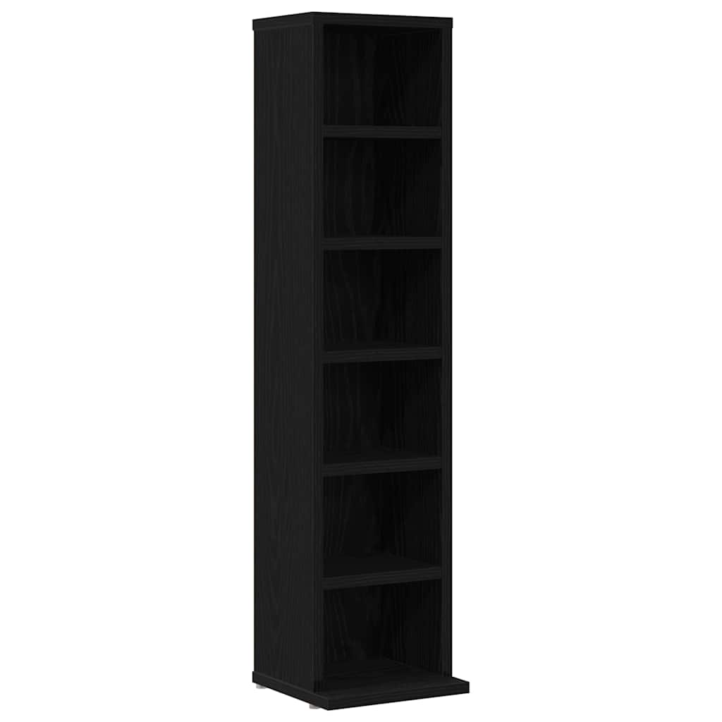 cd-reol 21x20x88 cm konstrueret træ sort-eg