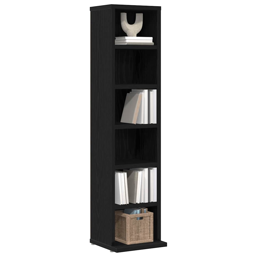 cd-reol 21x20x88 cm konstrueret træ sort-eg