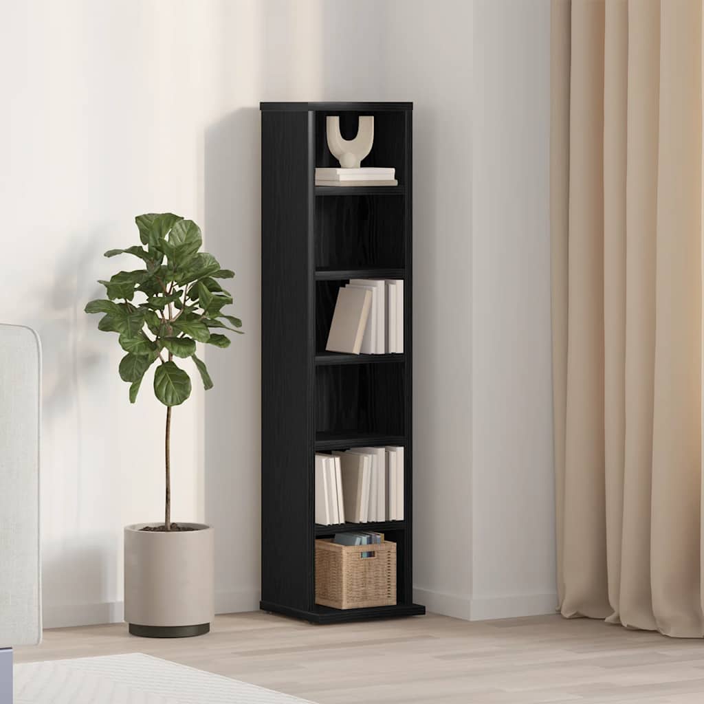 cd-reol 21x20x88 cm konstrueret træ sort-eg