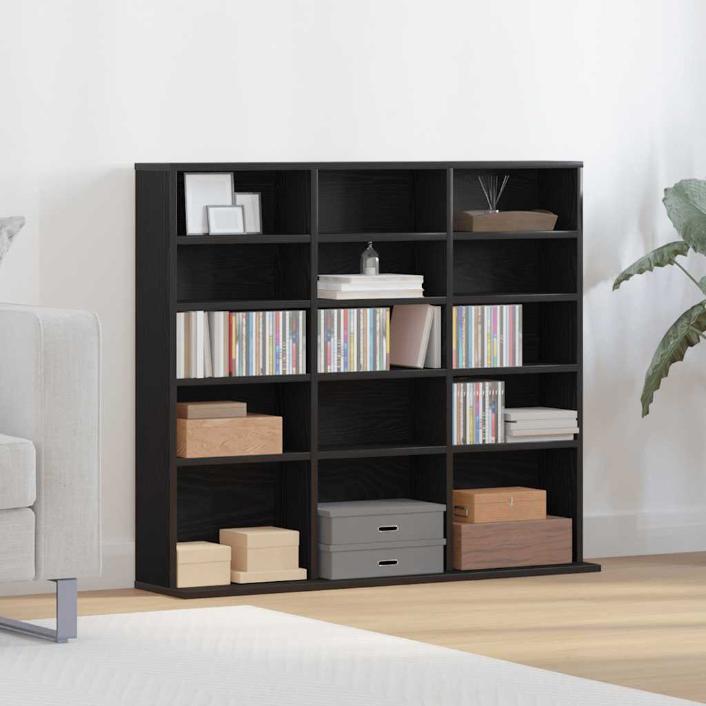 cd-reol 100x23x89,5 cm konstrueret træ sort-eg