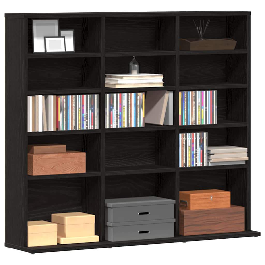 cd-reol 100x23x89,5 cm konstrueret træ sort-eg