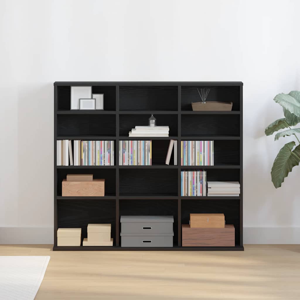 cd-reol 100x23x89,5 cm konstrueret træ sort-eg