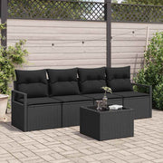 Sofa Sæt 5 pcs Sort polyrattan
