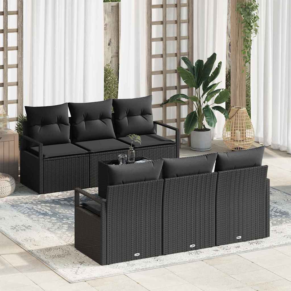 Sofa Sæt 7 pcs Sort polyrattan