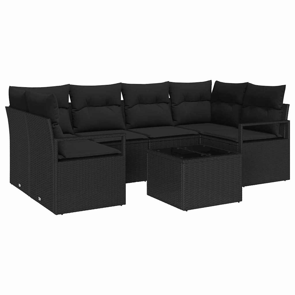 Sofa Sæt 7 pcs Sort polyrattan