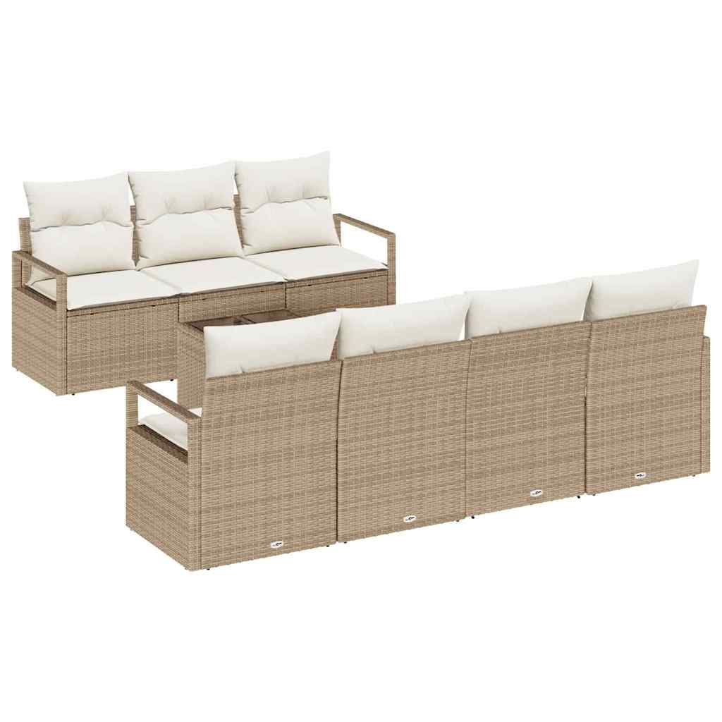 Sofa Sæt 8 pcs Beige og creme polyrattan