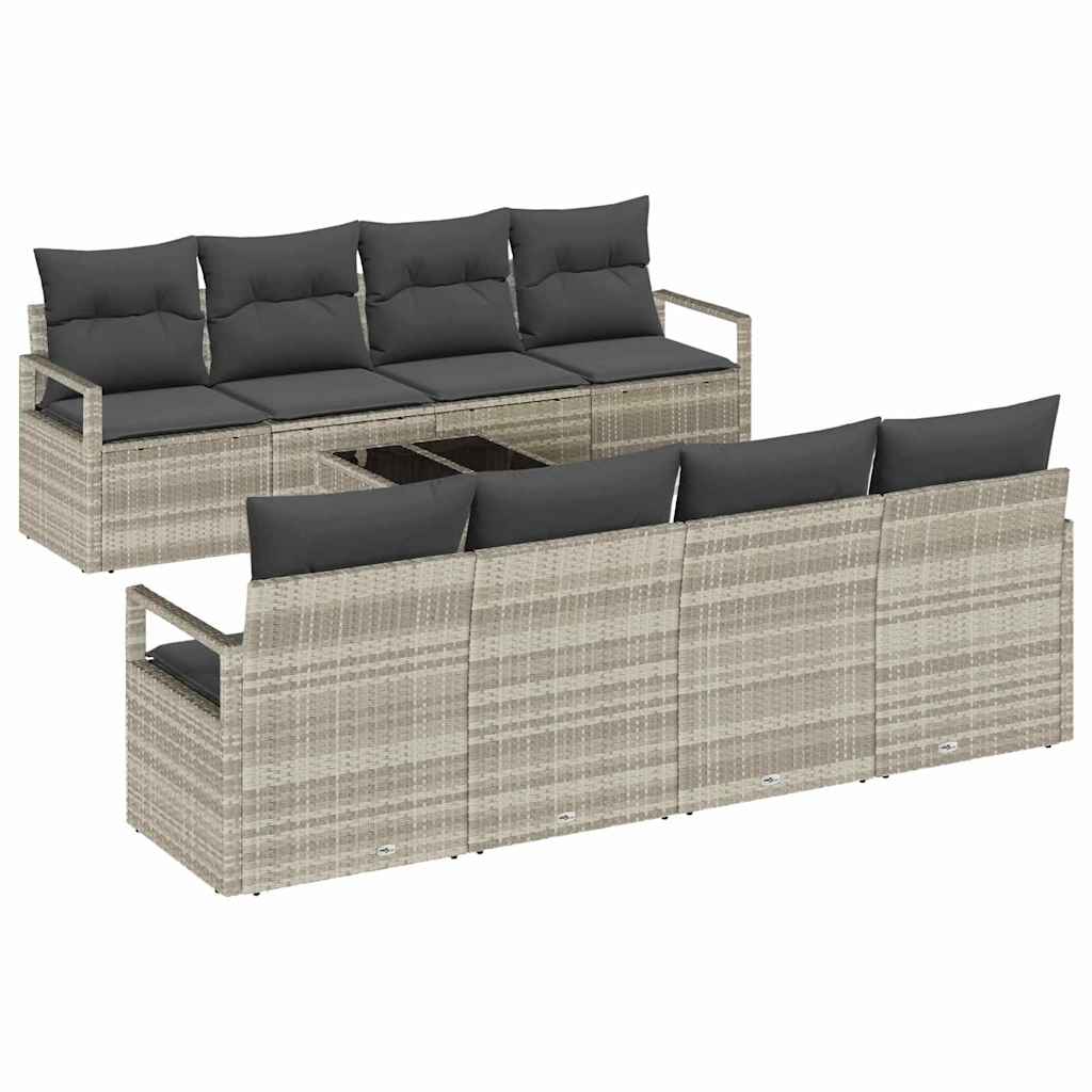 Sofa Sæt 7 pcs Lysegrå polyrattan