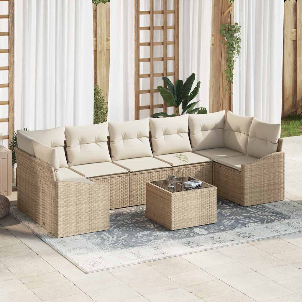Sofa Sæt med pude Beige og creme 55 x 55 x 37 cm polyrattan