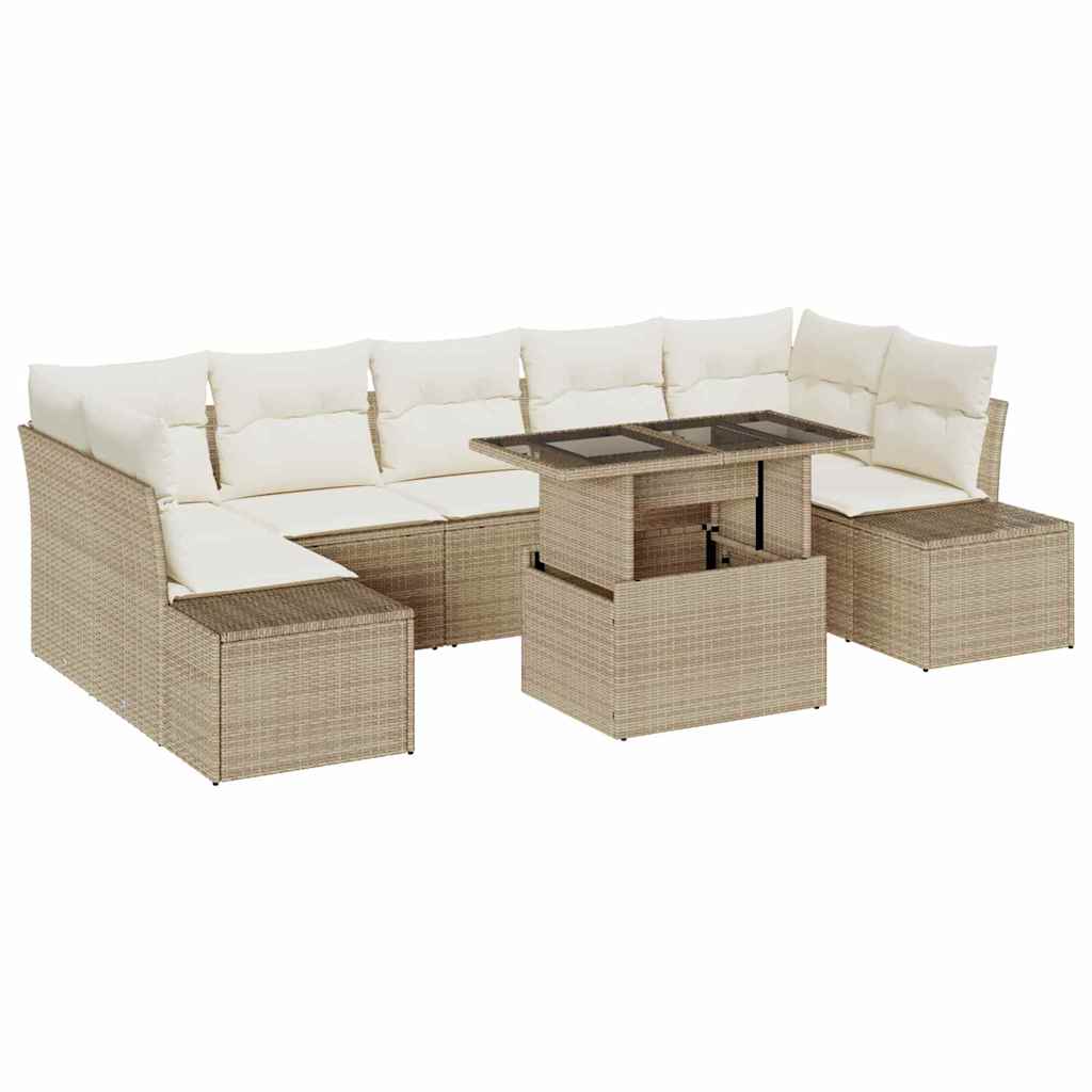Sofa Sæt med pude 8 pcs Beige og creme polyrattan