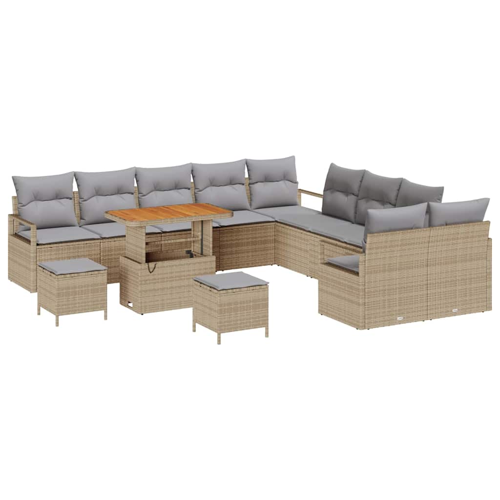 Havesofa Sæt med pude 13 pcs Beige og lys grå 90 x 55 x 71 cm