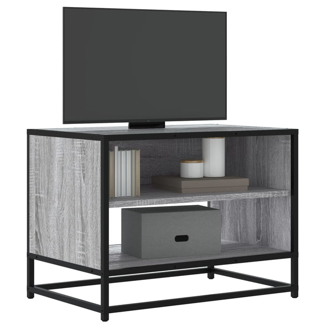 tv-bord 61x40x46 cm konstrueret træ og metal grå sonoma-eg