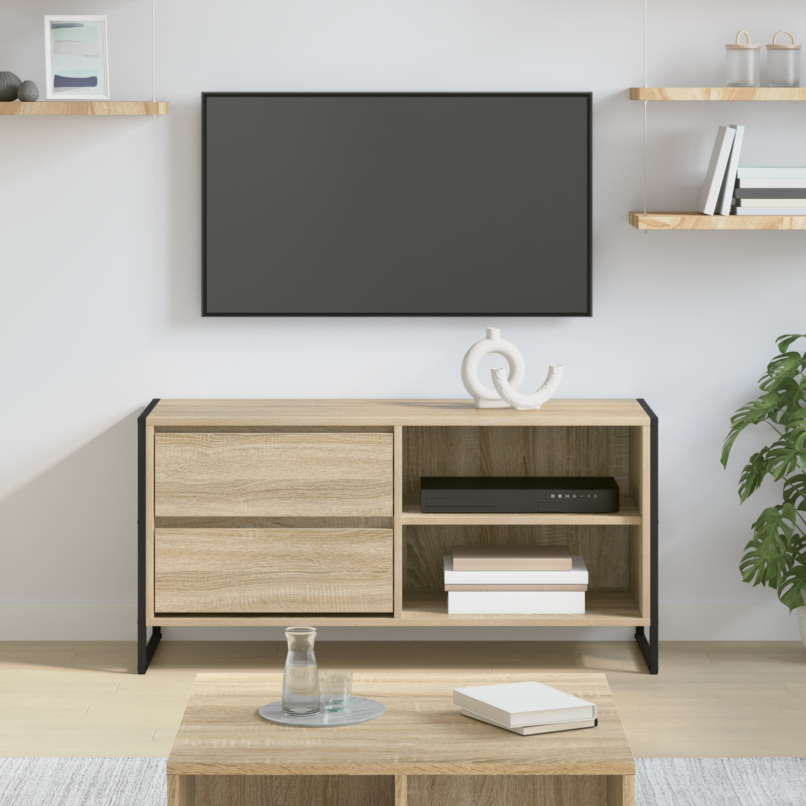TV-skab med skuffe Sonoma 100 x 36 x 49,5 cm Konstrueret træ