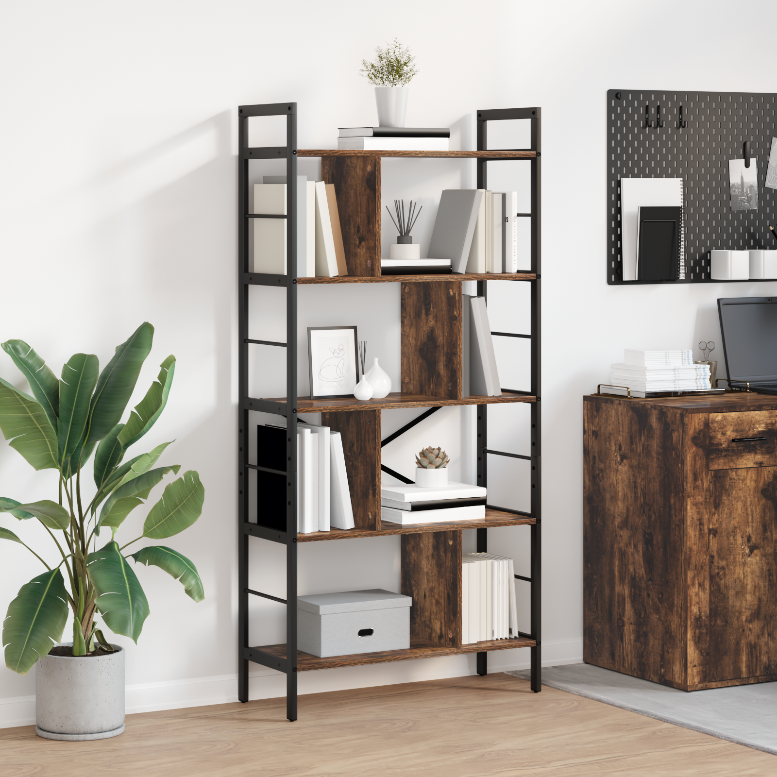 Bogreol Røget eg 75 x 30 x 156 cm Konstrueret træ