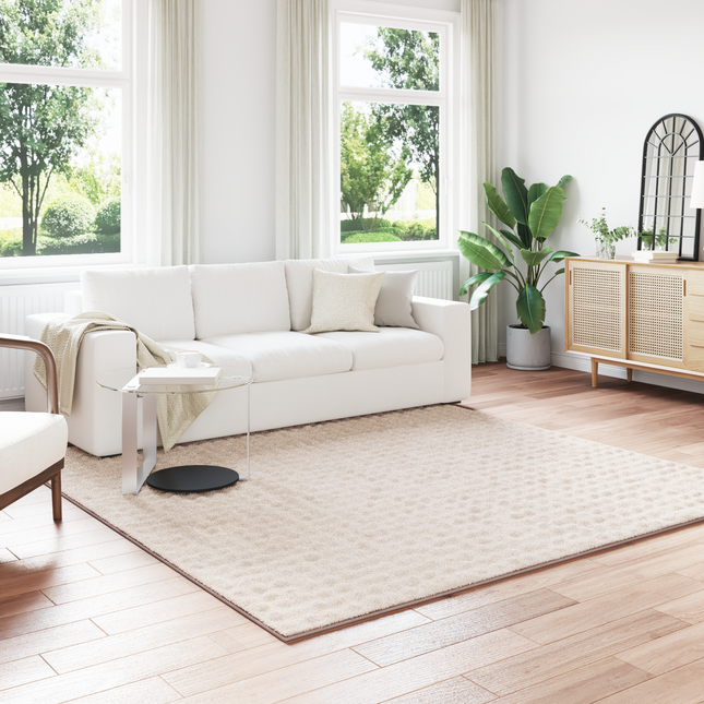 Områdetæpper Firkantet SIROLO Beige 240 x 240 cm Polyester