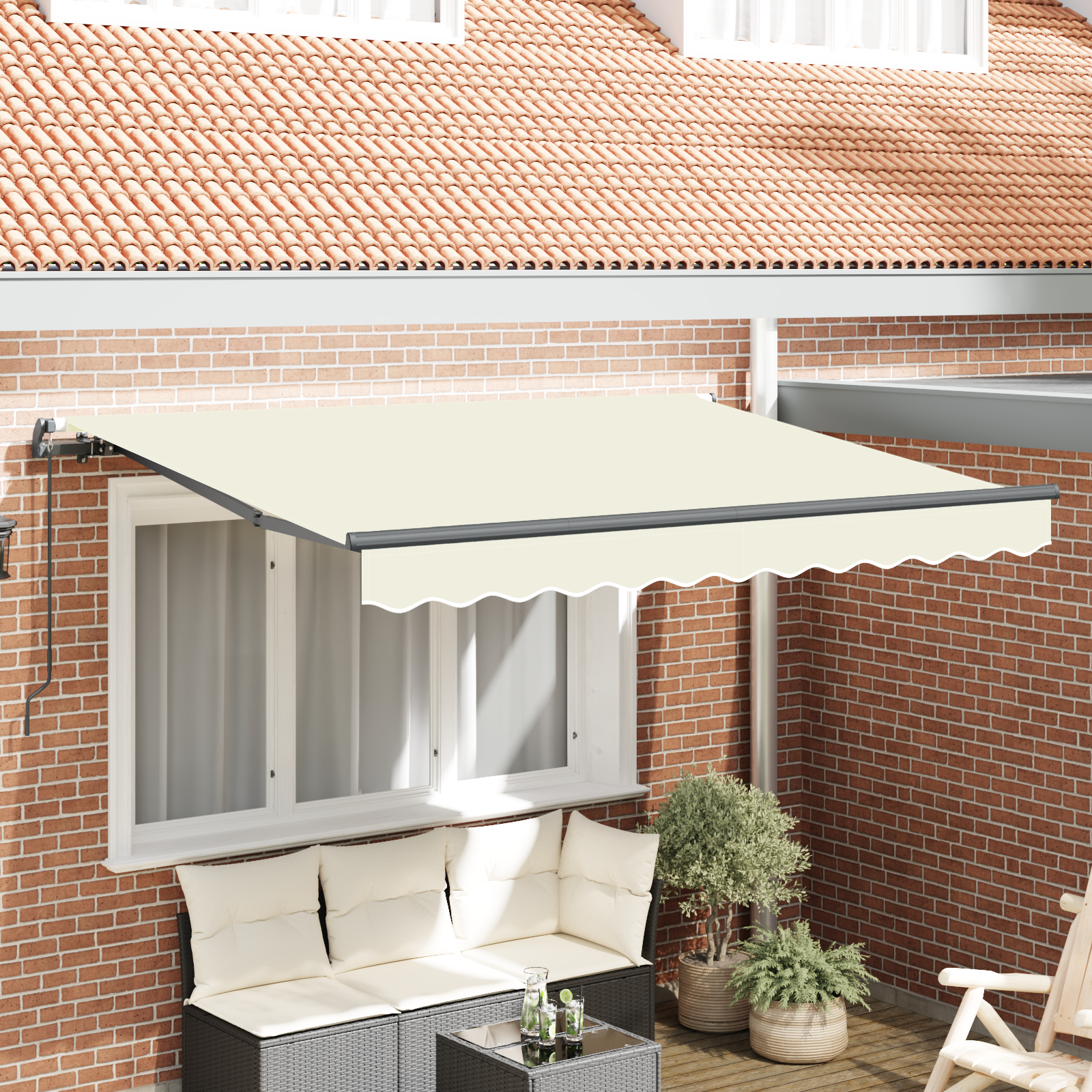 Utrækkelig Markise Creme 250 x 200 cm Stof