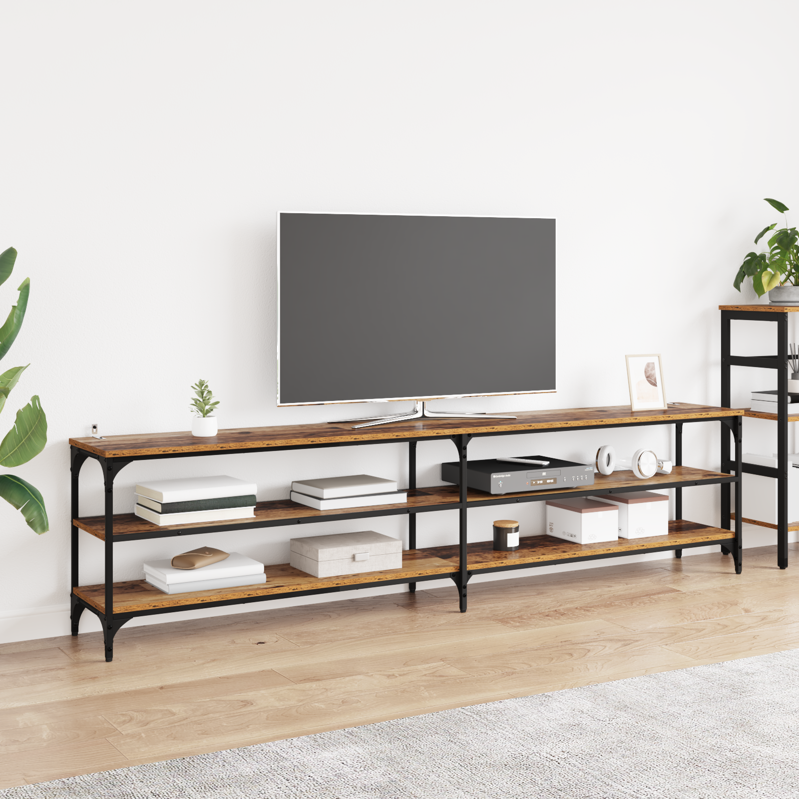 TV-skab Gammelt træ 200 x 30 x 50 cm Ingeniørt træ og jern