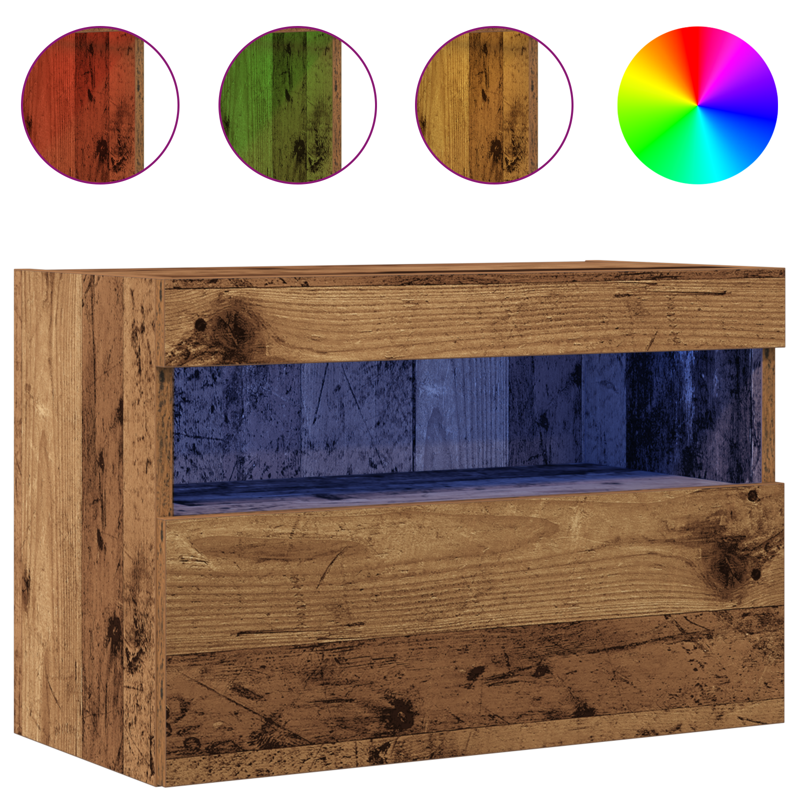 TV vægskab med LED Gammelt træ 60 x 30 x 40 cm Konstrueret træ