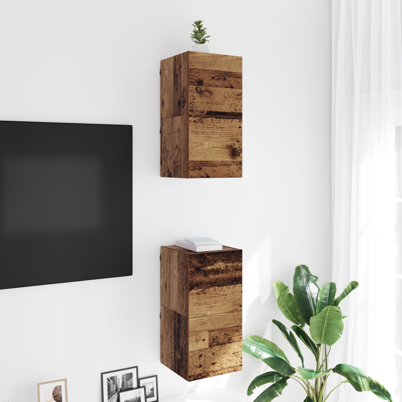 Vægmonteret TV Skab Vægmonteret Gammelt træ 30,5 x 30 x 30 cm