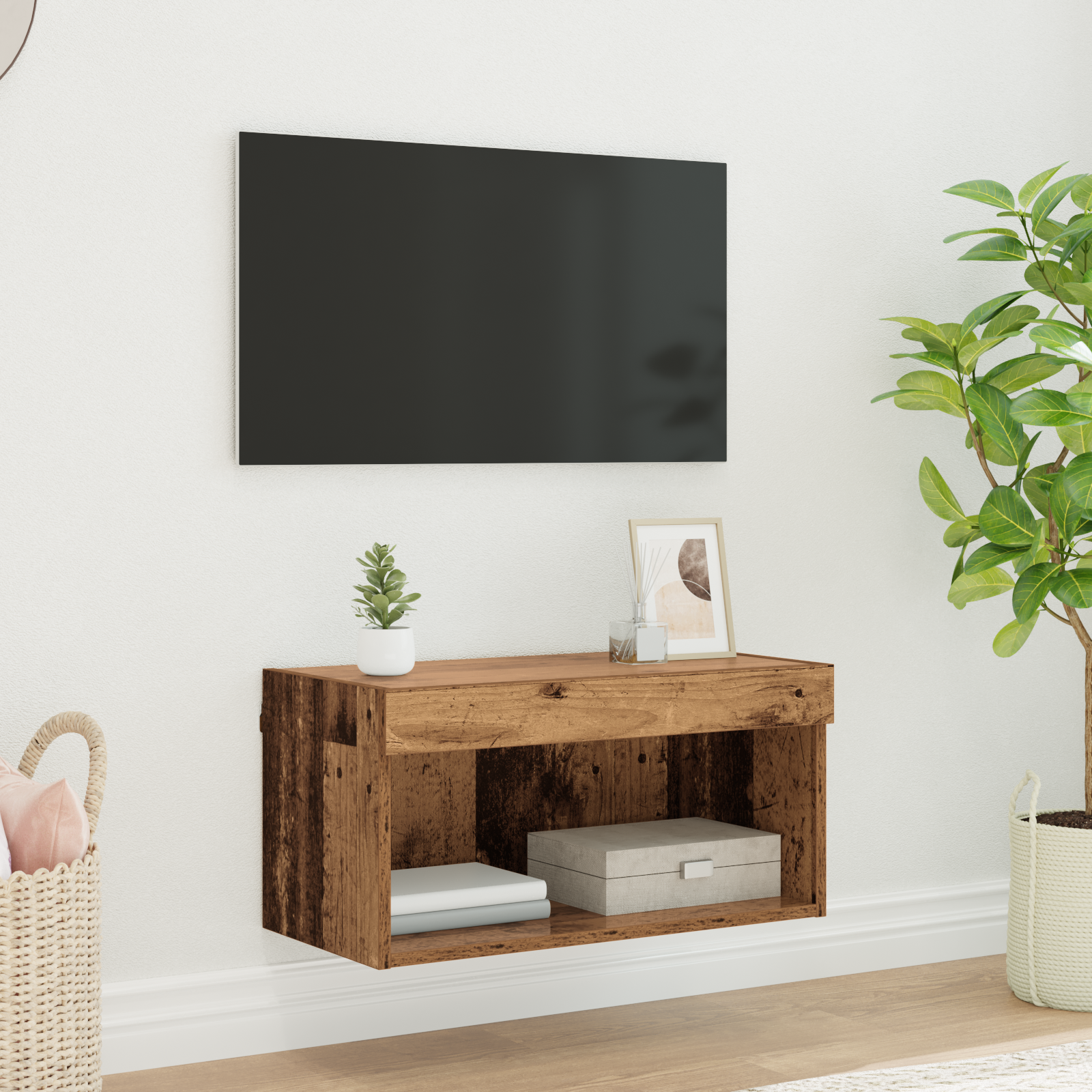 TV-møbelsæt med LED Gammelt træ 60 x 30 x 30 cm Konstrueret træ