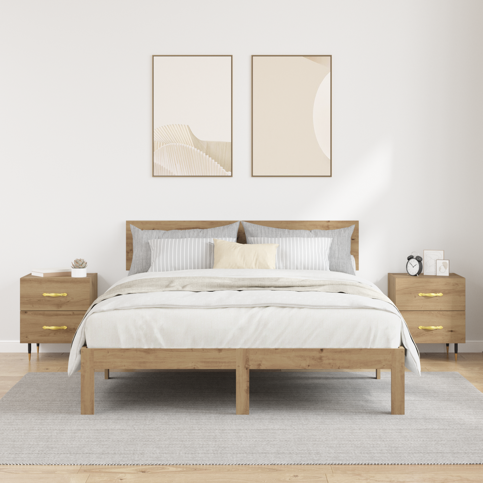 Natskab 2 pcs Artisan Egetræ 40 x 35 x 47,5 cm Konstrueret træ