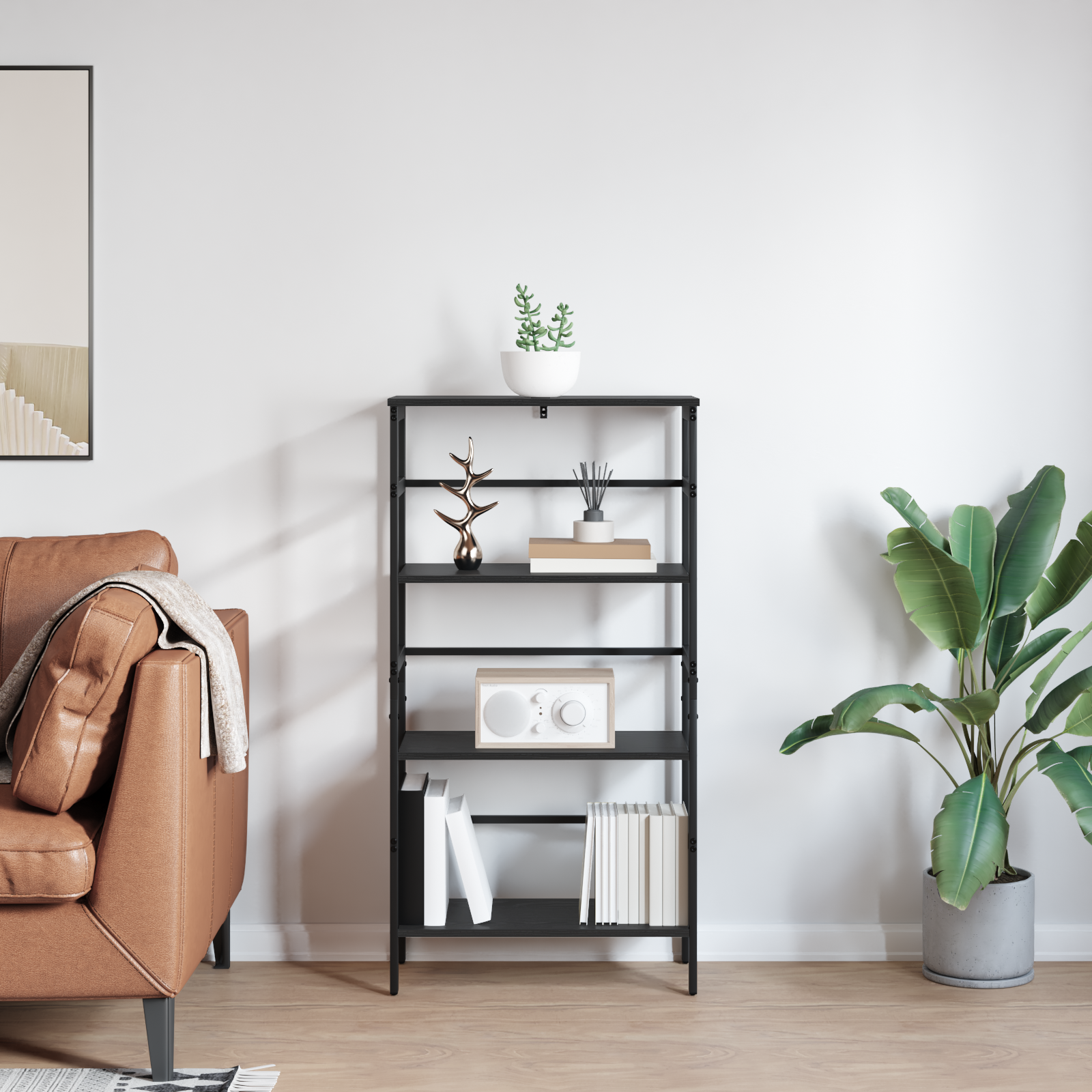 Bogreol Sort eg 60 x 29,5 x 115 cm Konstrueret træ