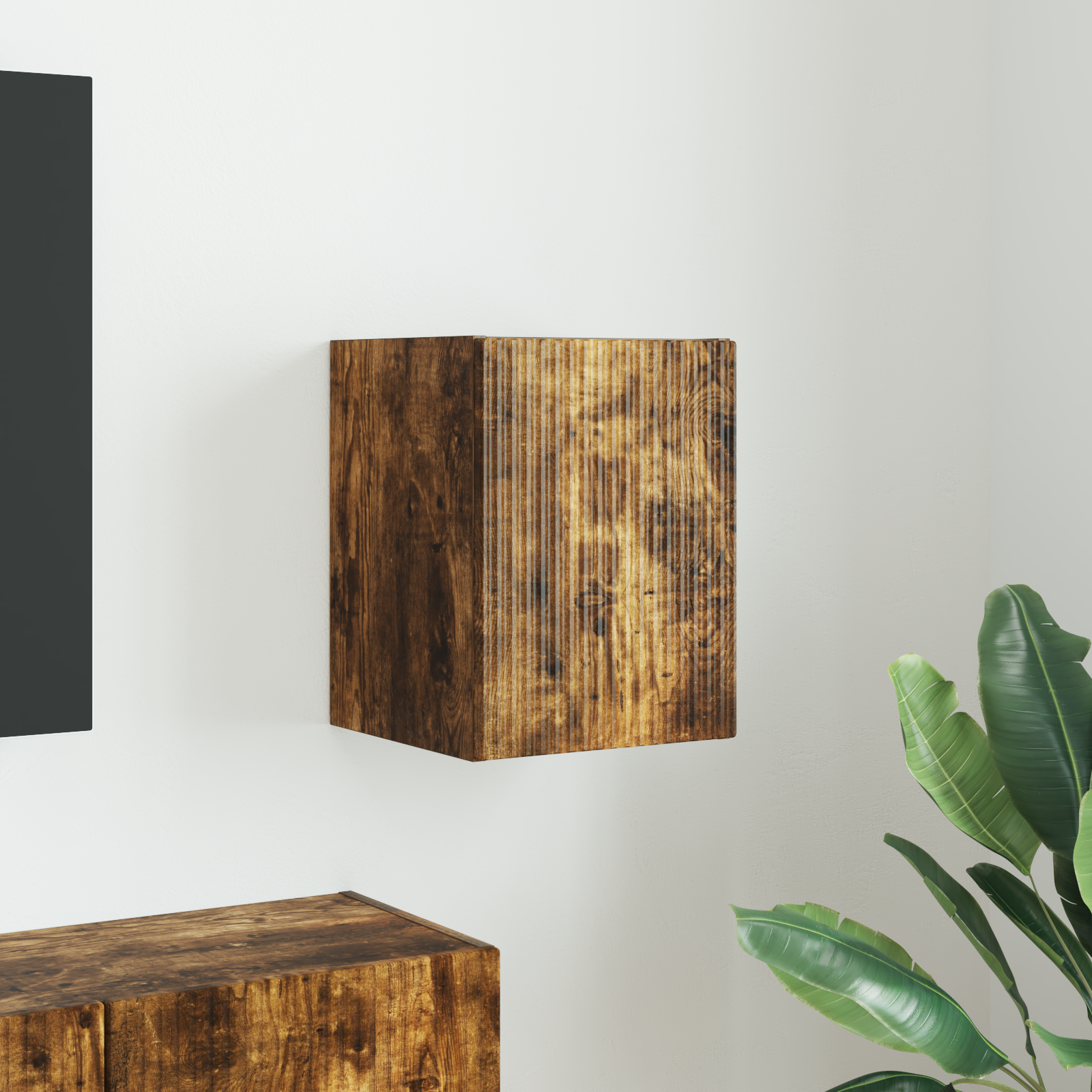 TV vægskab Vægmonteret Røget eg 30 x 31 x 40 cm Konstrueret træ