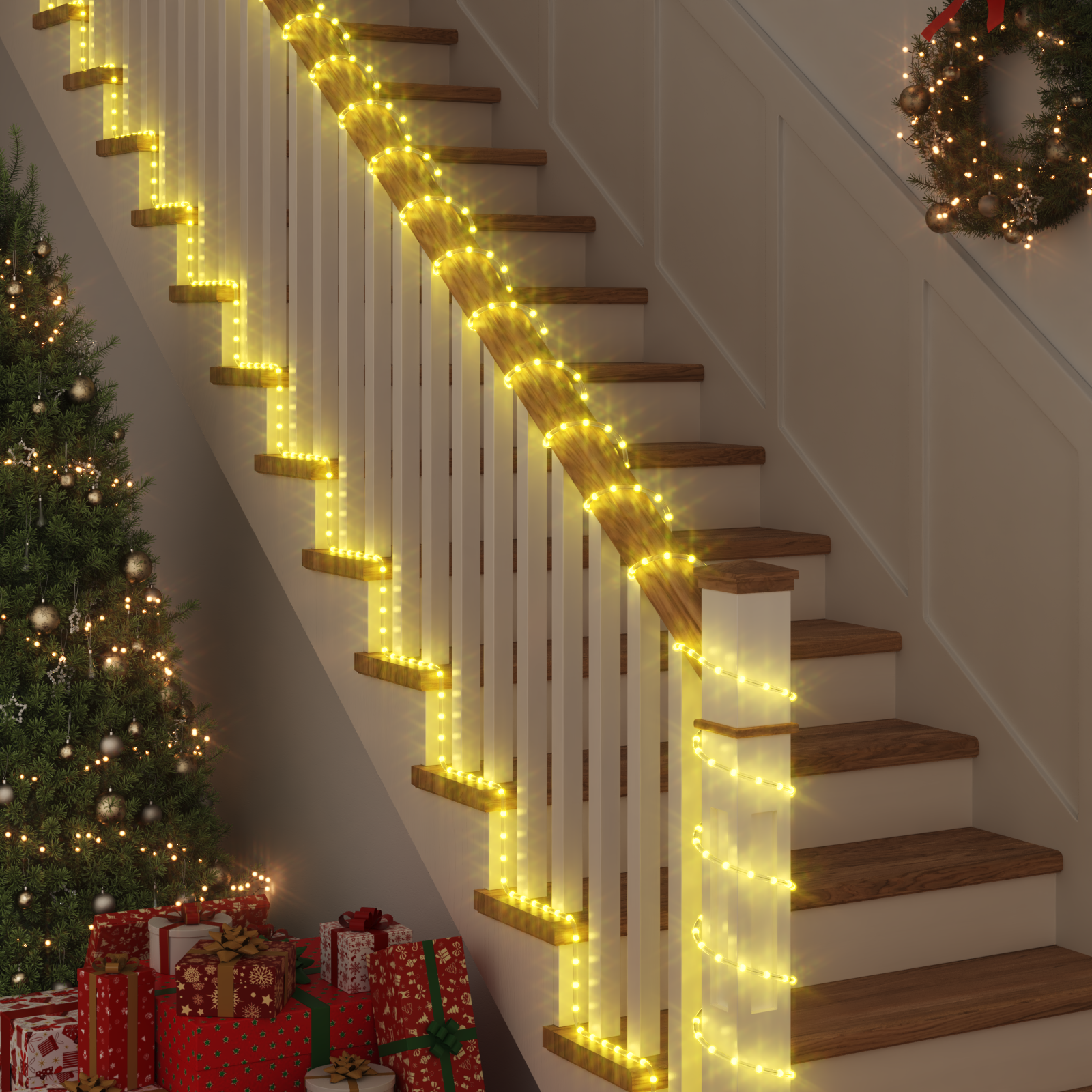 Sejllys med 1200 LED'er Varm hvid 50 m PVC