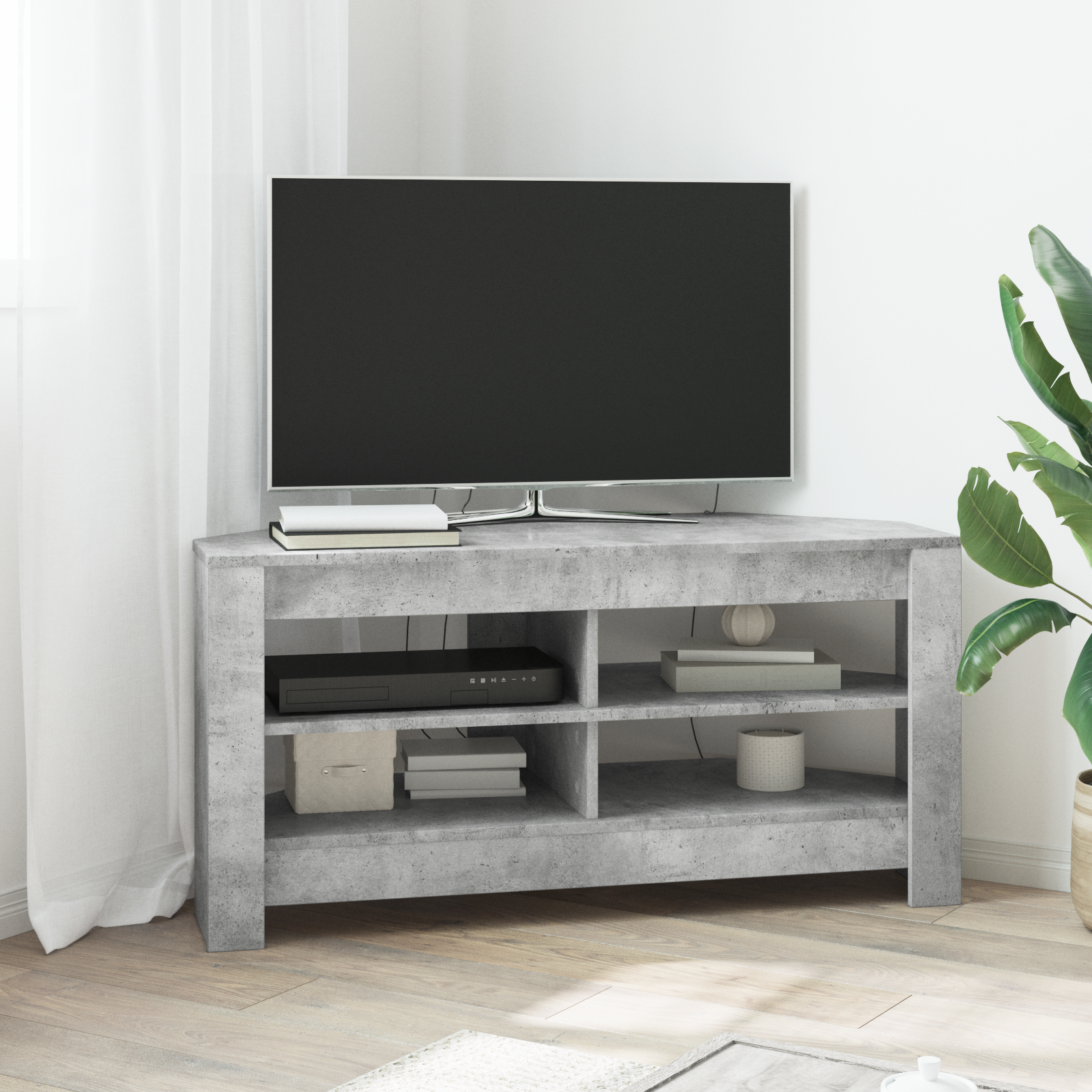 HjørneTVskab Beton Grå 102 x 40,5 x 45 cm Konstrueret træ