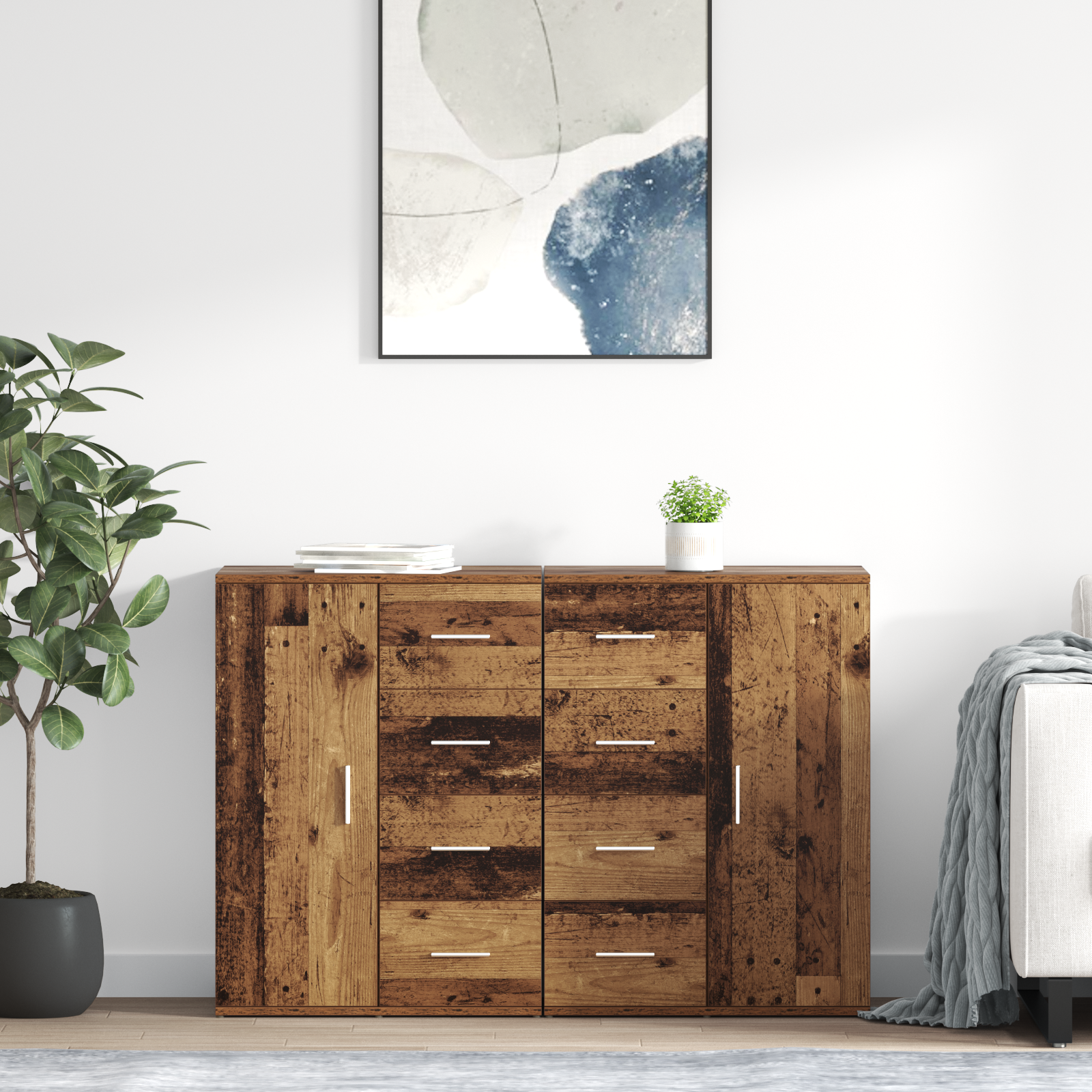 Sideboards med skuffe Corona 2 pcs Gammelt træ 59 x 39 x 80 cm