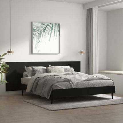 væghængt sengegærde 240x1,5x80 cm konstrueret træ sort