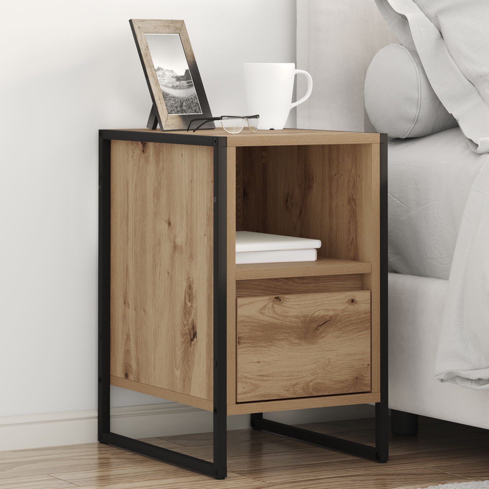 Sengebord 2 pcs Artisan eg 39,5 x 30 x 50 cm Konstrueret træ