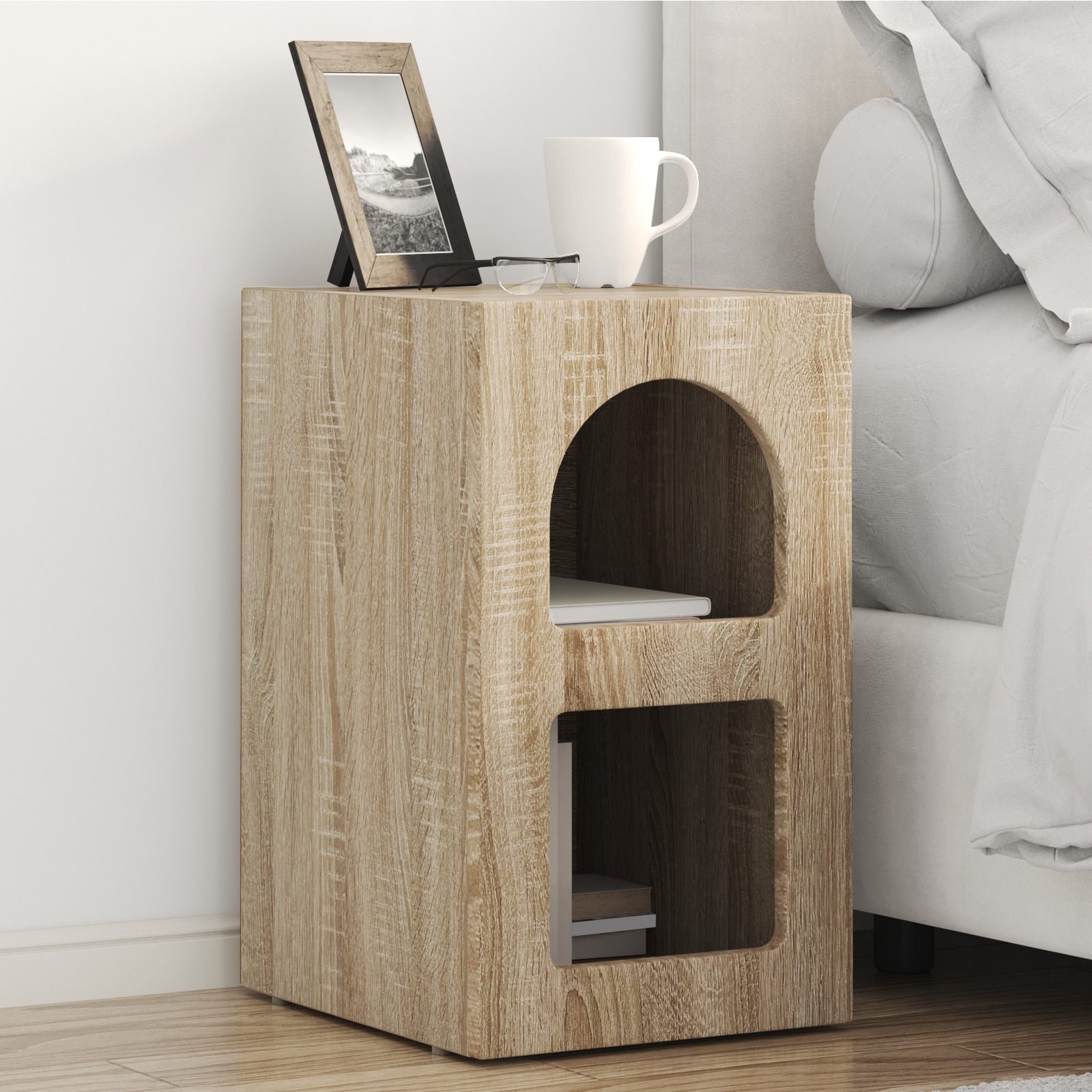 Sengebord 2 pcs Sonoma eg 29,5 x 33,5 x 50 cm Konstrueret træ