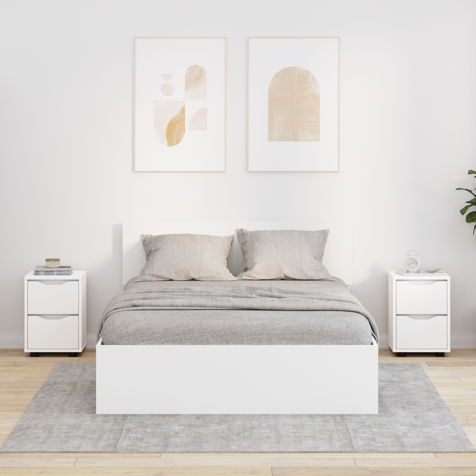 Sengeborde 2 pcs Hvid 30,5 x 30 x 43 cm Konstrueret træ