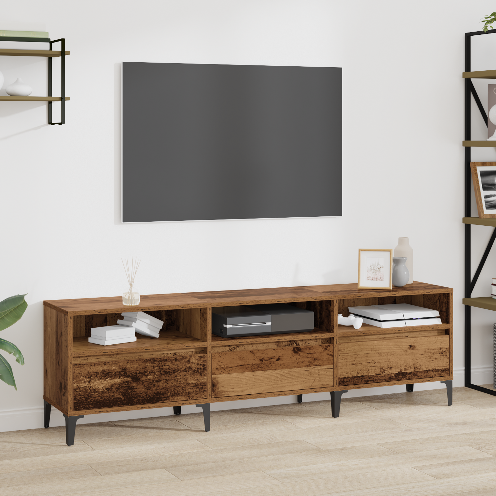 TV-skab Gammelt træ 150 x 30 x 45 cm Ingeniørt træ og jern