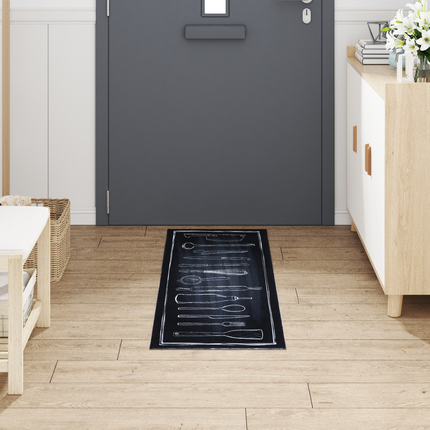 Køkken tæppe Sort 150 x 45 cm Fløjl