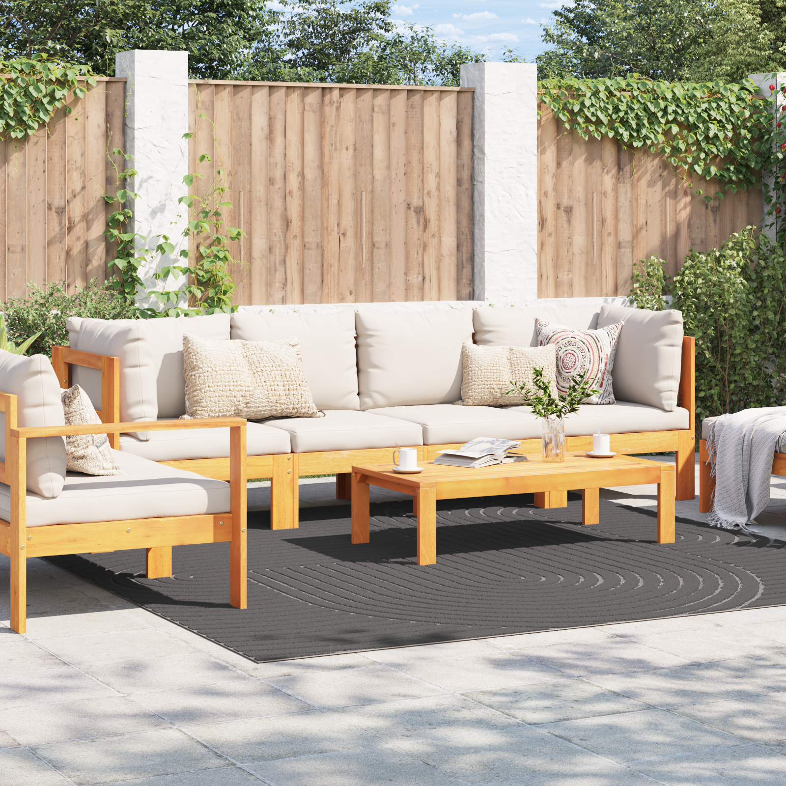 Områdetæpper Firkantet PALMERAS Antracit 240 x 240 cm Polyester