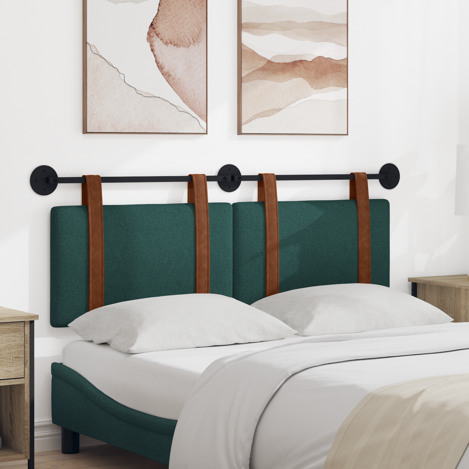 Hængende Hovedgavl Ensfarvet Mørkegrøn 130 x 55 x 5 cm Antik PU