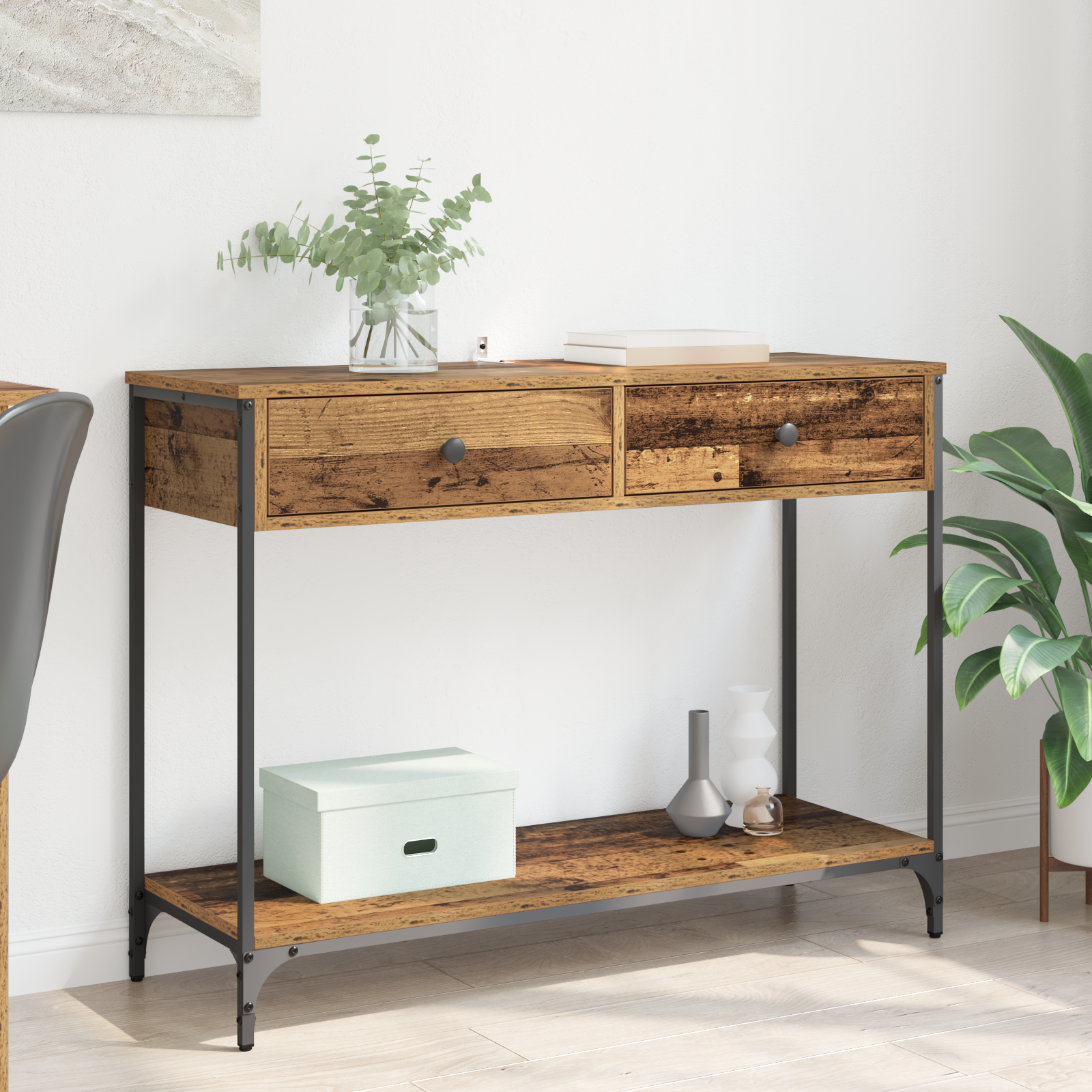 Konsolbord Gammelt træ 100 x 34,5 x 75 cm Konstrueret træ