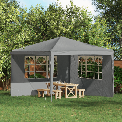 Festasidevæg 2 pcs 300 x 195 cm Lysegrå PE og stål