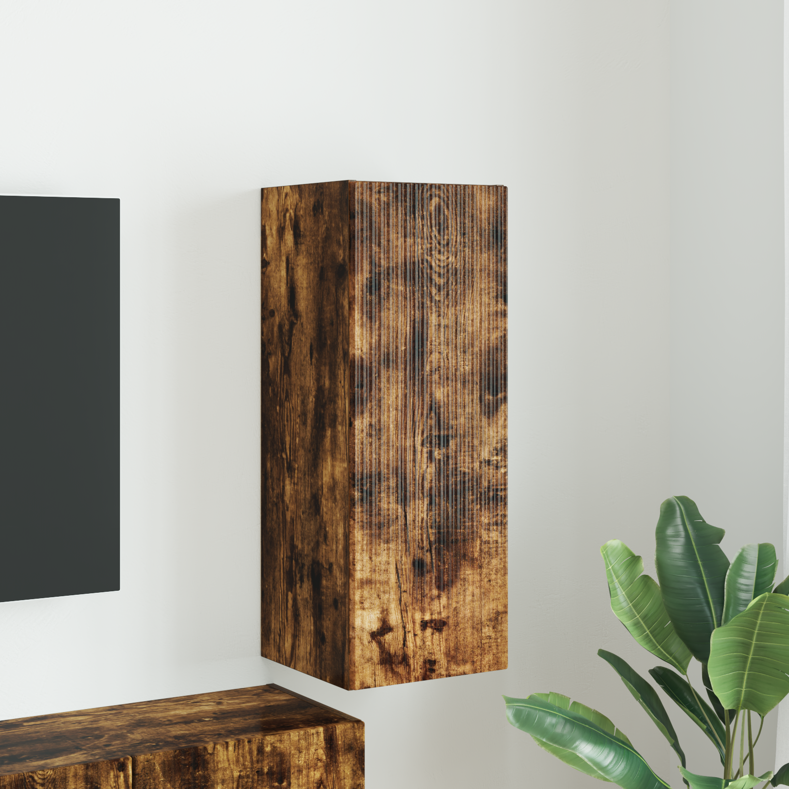 TV vægskab Vægmonteret Røget eg 30 x 31 x 80 cm Konstrueret træ