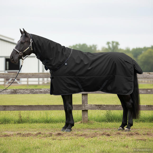 Hestetæppe Mørk Grøn og Sort 145 cm Polyester