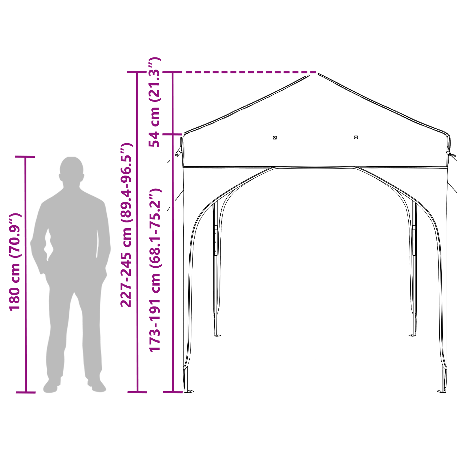Pop-up Festtelt 194 x 194 x 245 cm Beige