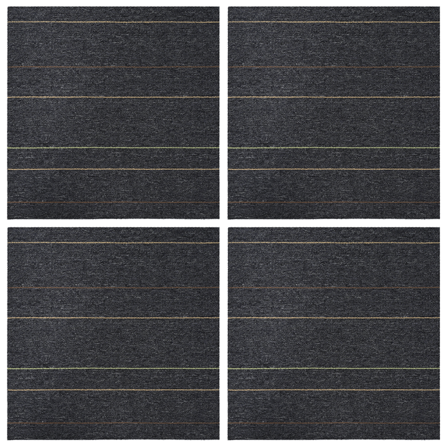 Tæppeflise Mørkegrå med striber 50 x 50 cm 4 pcs PP og Bitumen