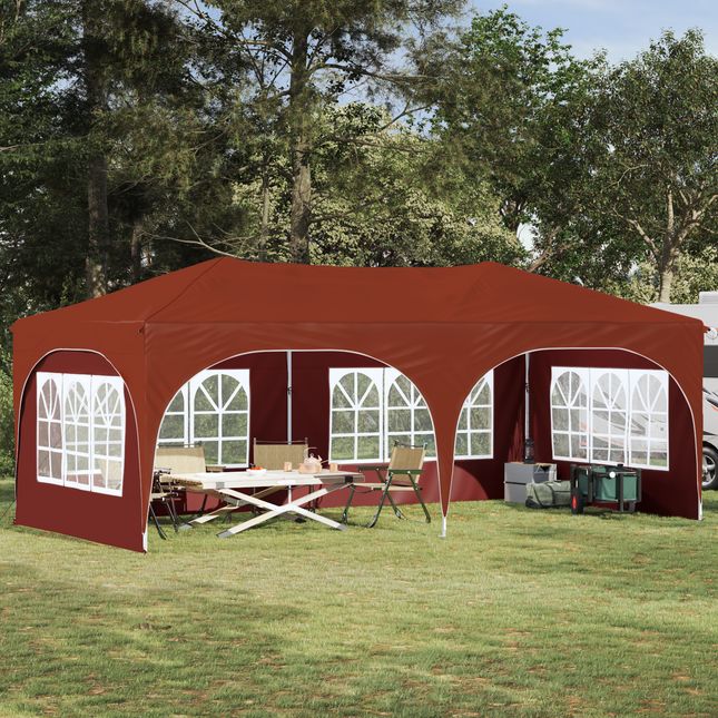 Pop-up Festtelt 575 x 288 x 245 cm Terrakotta Oxford stof