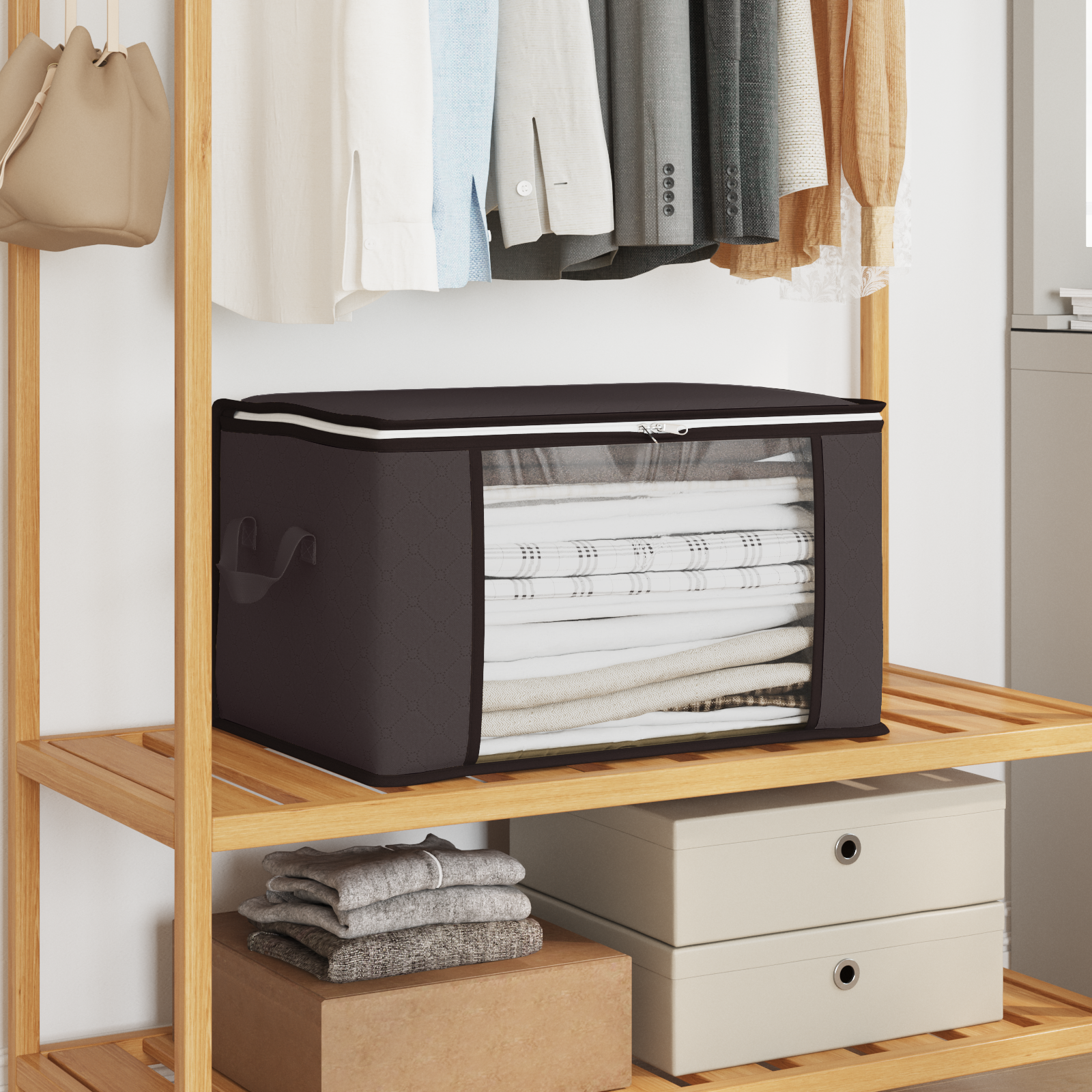 Opbevaringskasse med gennemsigtig sidevindue 2 pcs Antracit