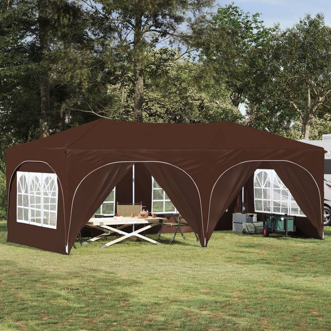 Pop-up Festtelt 575 x 288 x 245 cm Brun Oxford stof