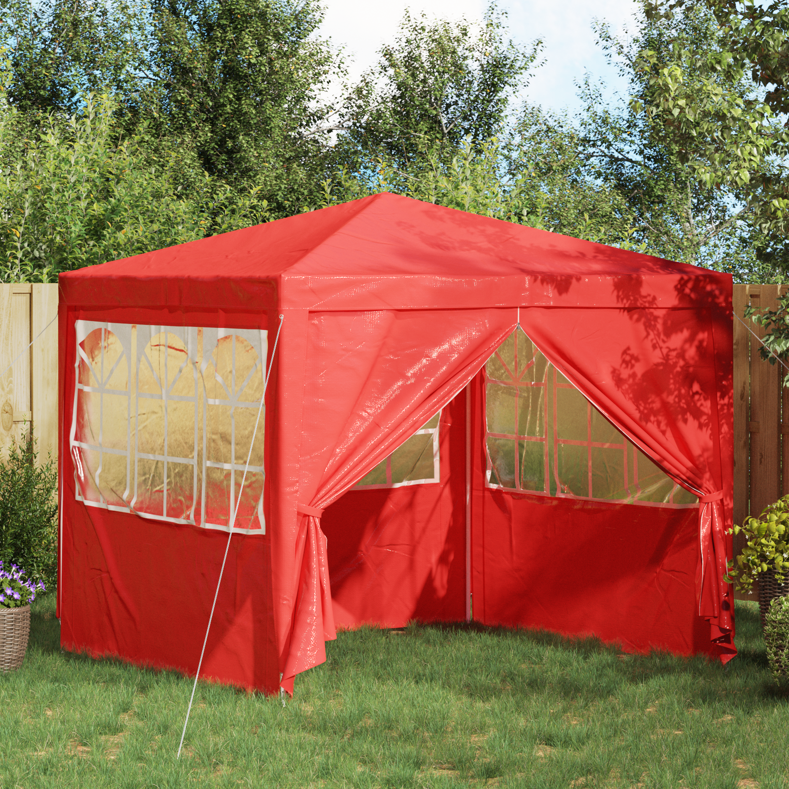 Party Tent Rød 250 x 250 x 240 cm PE og stål